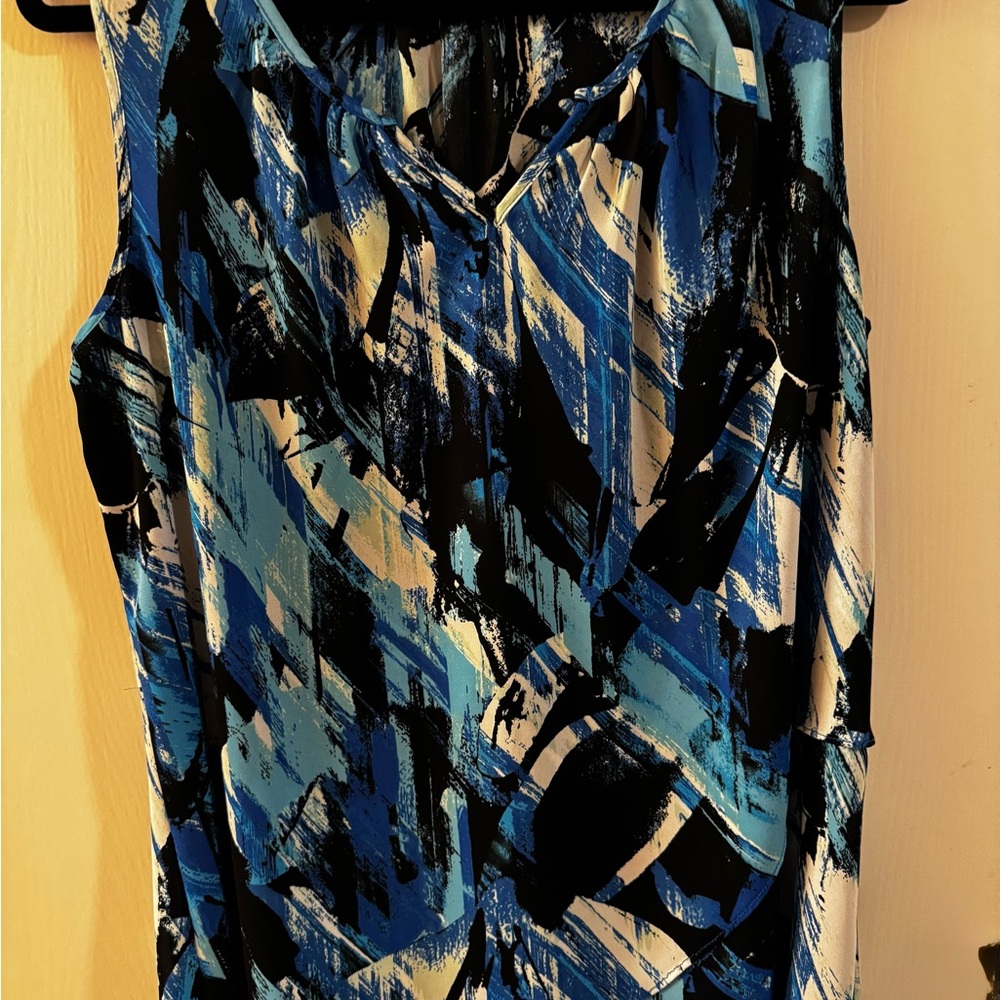Avenue Blue and Black Abstract Blouse